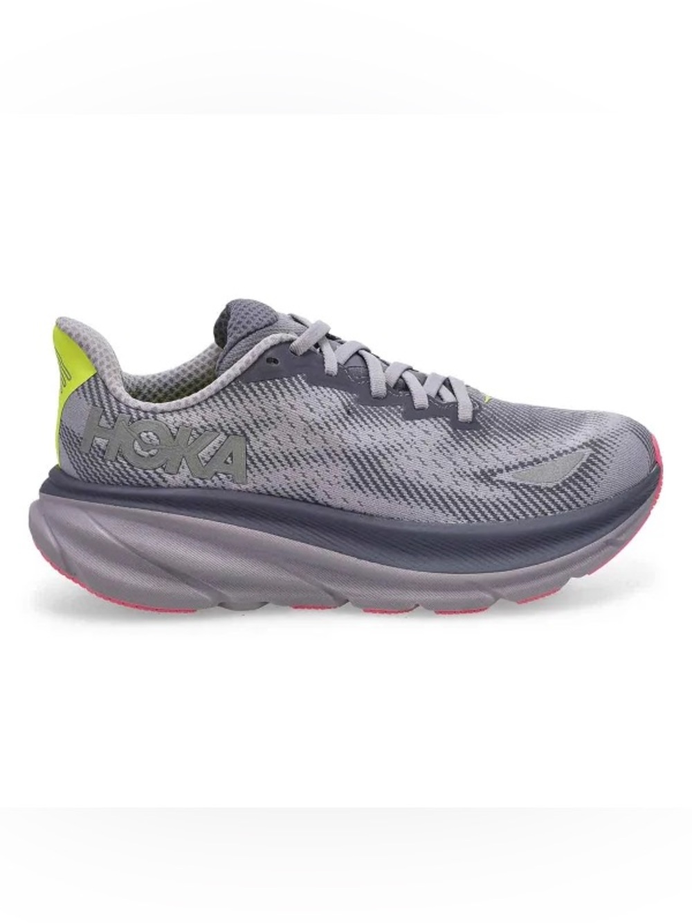Hoka Women's Light Gray Performance Running Shoe with Subtle Pink Accent